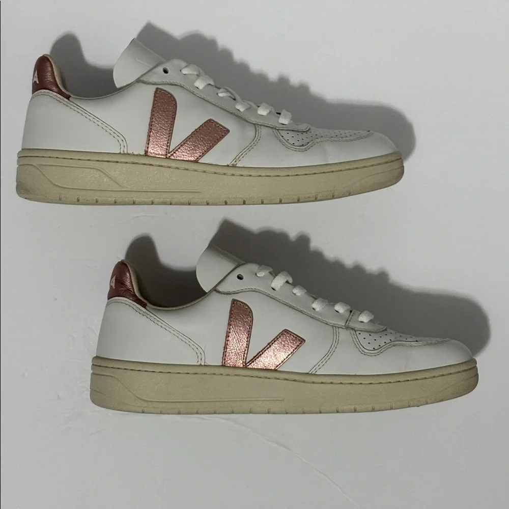 Veja V-10 White Metallic Pink Casual Vegan Sneakers Shoes Womens US 8 - Picture 4 of 7
